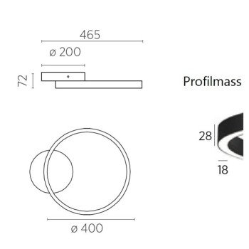 LED-Deckenleuchte ANEL-40, schwarz