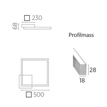 LED-Deckenleuchte YOKO-Q500, nickel matt