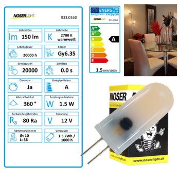 NOSER LED Gy6.35, 1.5W, 12V, CRI>80, blanc chaud