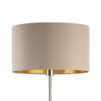 Stehleuchte MASERLO, nickel-matt, Schirm taupe und gold