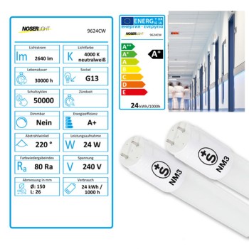 NOSER T8 LED Röhre, 1:1 Retrofit, 150cm, 4000K kaltweiss