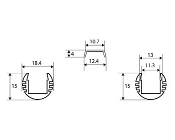 Aluminium-Profile round 1000x18.4x15mm, cover and endcaps included