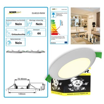 NOSER LED Einbauleuchte/ LED Downlight 10W, white, cut out ajustable