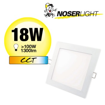 NOSER LED Downlight CCT, carré, 18W, blanc