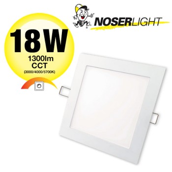 NOSER LED Downlight "SLIM" square, CCT, 18W, white, 1300lm