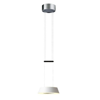 Pendant luminaire GLANCE, 1 light, matt white, 120-277V, 50-60Hz, 24V DC, 2 x LED-board, 2700K, 1600lm, 25W, CRI>90, canopy round chrome chrome, incl. gesture control and switch