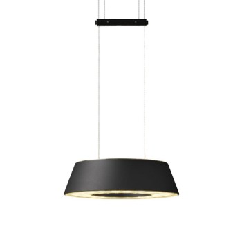 Pendant luminaire GLANCE, 2 lights, matt black, 220-240V, 50-60Hz, 24V DC, 2700K, 2x 1600lm, 42W, CRI>90, canopy brushed aluminium, incl. gesture control and switch