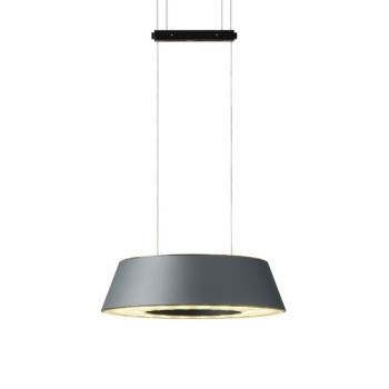 Pendant luminaire GLANCE, 2 lights, matt grey, 220-240V, 50-60Hz, 24V DC, 2700K, 2x 1600lm, 42W, CRI>90, canopy brushed aluminium, incl. gesture control and switch