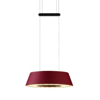 Pendant luminaire GLANCE, 3 lights, matt red, 220-240V, 50-60Hz, 24V DC, 2700K, 3x 1600lm, 63W, CRI>90, canopy brushed aluminium, incl. gesture control and switch