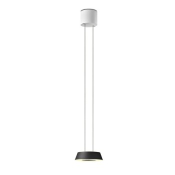 Pendant luminaire GLANCE, 1 light, height adjustable, matt black, 120-240V, 50-60Hz, 24V DC, 2 x LED-board, 2700K, 1600lm, 25W, CRI>90, canopy matt white, incl. gesture control and switch