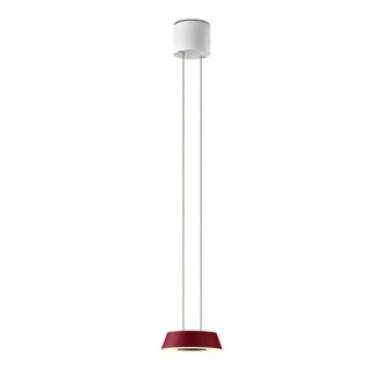 Pendant luminaire GLANCE, 1 light, height adjustable, matt red, 120-240V, 50-60Hz, 24V DC, 2 x LED-board, 2700K, 1600lm, 25W, CRI>90, canopy matt white, incl. gesture control and switch