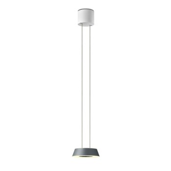 Pendant luminaire GLANCE, 1 light, height adjustable, matt grey, 120-240V, 50-60Hz, 24V DC, 2 x LED-board, 2700K, 1600lm, 25W, CRI>90, canopy matt white, incl. gesture control and switch