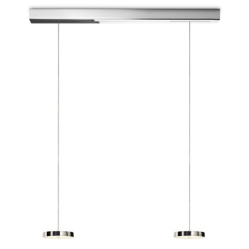 Pendant luminaire DECENT, 2-fold, chrome, AC 220-240 V, 50-60Hz, 24V DC, 22W, 2x 800lm, CRI>90, Tunable White 2200K - 5000K (via Casambi), gesture control, Casambi-module, integrated LED, canopy chrome