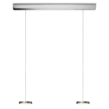 Pendant luminaire DECENT, 2-fold, brushed aluminium, AC 220-240 V, 50-60Hz, 24V DC, 22W, 2x 800lm, CRI>90, Tunable White 2200K - 5000K (via Casambi), gesture control, Casambi-module, integrated LED, canopy brushed aluminium