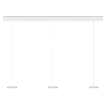 Pendant luminaire DECENT, 3-fold, matt white, AC 220-240 V, 50-60Hz, 24V DC, 33 W, 3x 800lm, CRI>90, Tunable White 2200K - 5000K (via Casambi), gesture control, Casambi-module, integrated LED, canopy matt white