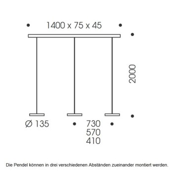 Pendant luminaire DECENT, 3-fold, matt white, AC 220-240 V, 50-60Hz, 24V DC, 33 W, 3x 800lm, CRI>90, Tunable White 2200K - 5000K (via Casambi), gesture control, Casambi-module, integrated LED, canopy matt white