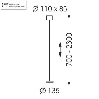 Pendant luminaire DECENT, 1-fold, invisible height adjustment, chrome, AC 100-240V, 50-60Hz, 24V DC, 11W, 800lm, CRI>90, Tunable White 2200K - 5000K (via Casambi), gesture control, Casambi-module, intergrated LED, canopy matt white