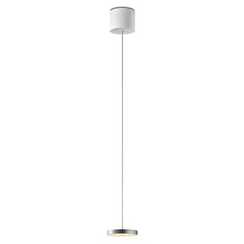 Pendant luminaire DECENT, 1-fold, invisible height adjustment, brushed aluminium, AC 100-240V, 50-60Hz, 24V DC, 11W, 800lm, CRI>90, Tunable White 2200K - 5000K (via Casambi), gesture control, Casambi-module, integrated LED, canopy matt white