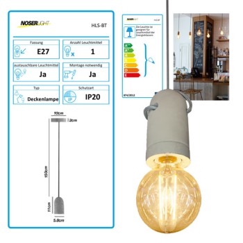 NOSER LED Pendant BETONI culot E27, No. art HSL-BT