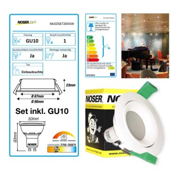 Spot ?encastrer - Set MLED204 + LED GU10 5W dimmable                  No. art. MLEDSET2045W