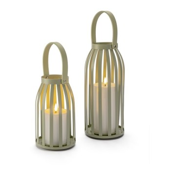 Solar Candle Lantern Set, green
