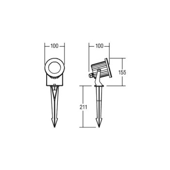 Brumberg Spiessstrahler  STIRIUS rund sw, 830 on/off 6W 230V IP65 kopfverst.