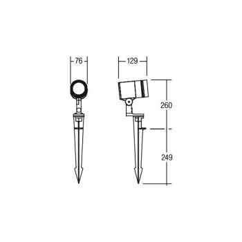 Brumberg Spiessstrahler  TRIVIA rund sw, 830 on/off 8W 230V IP65 schwenk