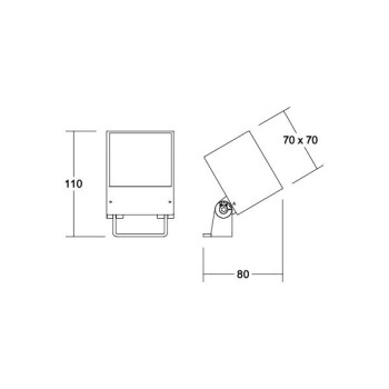 Brumberg AB-Strahler BLOKK quadr., gra 930 on/off 10W 230V IP65 schwenk