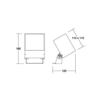 Brumberg AB-Strahler BLOKK quadr., gra 930 on/off 21W 230V IP65 schwenk