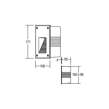 Brumberg EB-Wandleuchte  rechte. sw 830, on/off 2W 230V IP65