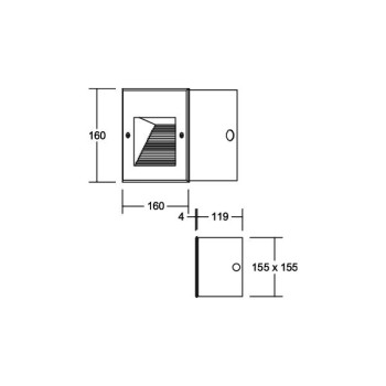 Brumberg EB-Wandleuchte  CARDUI rechte. sw, 830 on/off 2W 230V IP65