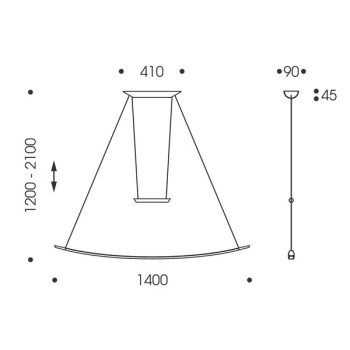 Pendant luminaire LISGO SKY, matt black, 220-240V, 50-60Hz, 24V DC, LED, 2700K, 2950lm, 32W, CRI>90, Integrated LED, height adjustable, can be shortened