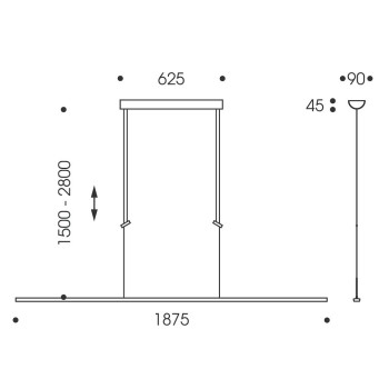 Pendant luminaire LISGO SKY STRAIGHT MAX, matt black, 100-240V, 50-60Hz, 24V DC, LED, 2700K, 4400lm, 48W, CRI>90, Integrated LED, height adjustable, can be shortened