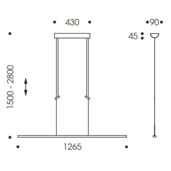 Pendant luminaire LISGO SKY STRAIGHT, chrome, 120-277V, 50-60Hz, 24V DC, LED, 2700K, 2950lm, 32W, CRI>90, Integrated LED, height adjustable, can be shortened 