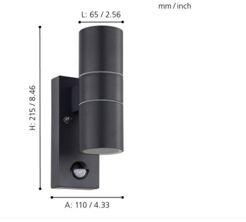 Wandleuchte mit Bewegungssensor, IP44, anthrazit