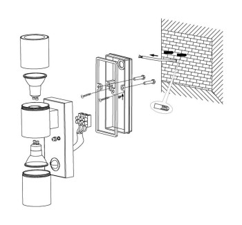 LED Applique IP44 avec détecteur de mouvement, noir