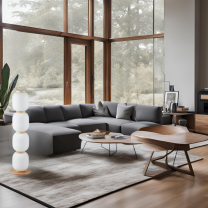 LED Stehleuchte DIODEM, Eschenholz / Gläser weiss satiniert LED Stehleuchte DIODEM, Eschenholz / Gläser weiss satiniert