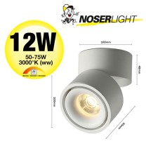 NOSER LED-Aufbauleuchte "FLEXO 360" weiss, 12W, 1200lm, warmweiss - 3000K