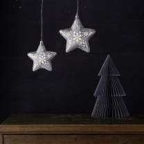 Glass Star Set, silver, 2 pcs.