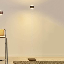 OLIGO LED Stehleuchte GRACE, Schirm und Fussplatte brazilian brown, Stange chrom