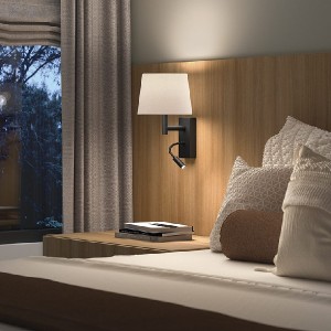 LED Wall Light METRICA SHADE with Reading Light, Black