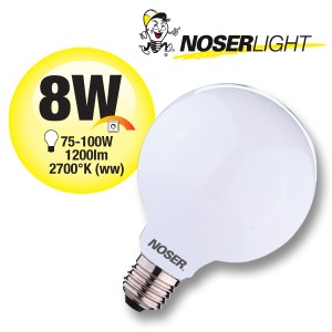 NOSERFilament LED Globe G125, opal, E27, 8W, 1200lm, warmweiss