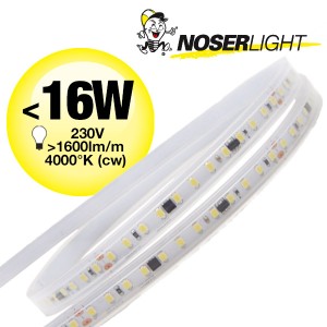 LED Strip 230V, 2700K, IP65, <16W/m, 1600-1750lm/m, CRI>80