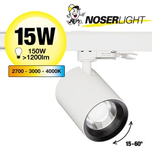 NOSER Euro-Track LED spotlight ‘ZOOM IT’ 15W, blanc