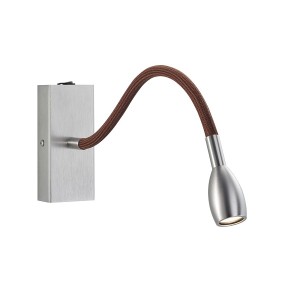 KNAPSTEIN LED Wandleuchte ASTA, nickel matt - braun stoffummantelt