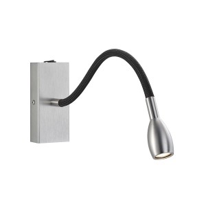 KNAPSTEIN LED Wandleuchte ASTA, nickel matt - schwarz stoffummantelt