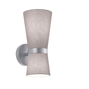 YUNA-W wall light, matt nickel – grey chintz shade