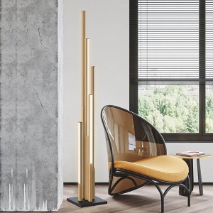 LED floor lamp CATANIA, black - wood