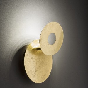 LED Wall Light BAYONNE, round, gold