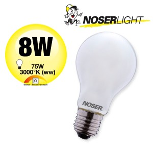 NOSER LED A60 frosted, E27, 8W, 1080lm, 270?, 2700?K, CRI80